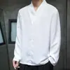 Camiseta longa de manga comprida, modelagem solta e oversized para homens, coleção Primavera/Outono 2026, com padrão jacquard estilo chinês, decote V oversized e um design casual inspirado em Hanfu