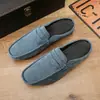 Novos Sapatos Casuais de Verão, Sapatos Masculinos de Couro com Solado Macio, Slip-Ons Preguiçosos Meio Calce, Sapatos Tipo Gorro Masculinos, Transfronteiriços