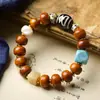 Pulsera de Cuentas de Hueso de Yak de Xizang Wen Juega Pulsera de Etiqueta de Hueso Zakilam Joyería de Estilo Étnico Venta al por Mayor Femenino Masculino