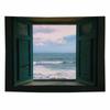 Pano de fundo de janela com vista para o mar, estilo fresco, quarto, cabeceira, dormitório, aluguel, renovação, decoração de B&amp;B, tecido de parede, tapeçaria