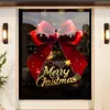 Adesivos de Porta de Vidro de Shopping com Laço Vermelho Cenário de Decoração de Vitrine Atmosfera Festiva Decorações de Janela Estáticas
