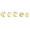 Shein Clip para Hélice de Oreja Hueso Creativo Simple Sin Perforar Juego de Cinco Piezas Pendientes Personalizados Dorados con Corte de Hoja Clip de Oreja en Forma de C