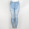 Comercio Exterior Amazon Europeo y Americano Sexy Elegante Rotos Lavados Ajustados Elásticos Denim Mendigo Pantalones Lápiz