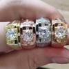 Anillo de diamantes clásico de alto carbono y alta simulación para hombre, imitación de moissanita chapado en oro, dominante, anillo de boda al por mayor