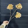 Flor de Nochevieja, flor de simulación dorada, eucalipto dorado, hortensia, abanico dorado, cubo de hojas de ginkgo, hojas para arreglos florales, flores de plástico