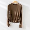 Suéter de punto base para mujer, cuello redondo, cintura plisada, tacto delicado y agradable a la piel, mezcla de lana de ácido acético, nuevo jersey de manga larga