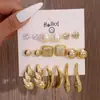 Set de 9 Pares de Aretes Originales Nuevos Dorados Transfronterizos Versátil Ccb Geométrico Estilo Minimalista Pendientes de Comercio Exterior Venta al por Mayor