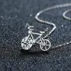 Collar de Bicicleta de Plata de Ley S925 para Mujer Moda Elegante Colgante de Bicicleta de Moissanita Cadena para Clavícula Joyería Popular Transfronteriza