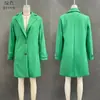 2026 Estilo Europeo Retro Cuadros Casual Temperamento Abrigo de Longitud Media con Solapas Abrigo de Lana para Mujer