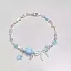 Collar de Cuerda Trenzada con Piedra Pequeña para Mujer, Cadena para Clavícula Estilo Chino Nuevo Retro, Accesorio Largo Colgante para el Cuello con Manchas