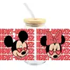 Mickey Mouse Transfer UV DTF Cristal Transparente Copo de Vidro com Adesivo 16oz Especial À Prova d'Água Resistente a Arranhões Atacado Transfronteiriço