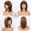 Diadema estilo europeo y americano, peluca de pelo corto liso transfronteriza para mujer, sin pegamento, lista para usar, adecuada para el uso diario y fiestas, peluca con banda negra