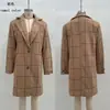 Abrigo de Invierno Transfronterizo de Amazon Estilo Europeo y Americano Cuadros Vintage Casual Elegante Solapa Longitud Media Abrigo de Mujer