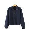 Ins estilo europeo y americano transfronterizo 2026 nueva moda elegante para mujer de oficina sudadera con cremallera de manga larga y cuello alto 4174807