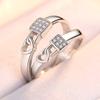 Anillos de Pareja para un Hombre y una Mujer, Anillos de Par de Corona de Circonita de Estilo Coreano Simple y a la Moda, Anillo de Boda Abierto con Diamante de Imitación