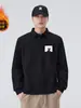 Ropa para Hombre Fengshe / Sudadera de Manga Larga para Hombre de Otoño 300g con Cuello de Solapa Estampado, Estilo Americano, Marca de Moda, Peso Pesado, Corte Holgado