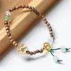Novo Bracelete Argentino de Sândalo Verde Estilo Chinês com Ágata Cinza Cinco Sutras para Homens e Mulheres Pulseiras de Brinquedo de Madeira Atacado