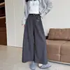 Foto real estilo coreano outono e inverno calça reta casual engrossada TR escovada de perna larga 2026 novo estilo outono e inverno calça cropped feminina