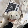 Bolso bandolera con cabeza de oso de dibujos animados para mujer, bolso de peluche, bolso de hombro sencillo, bolso pequeño con forma de corazón para estudiante.