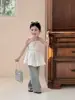Ropa Coreana Infantil Nuevo Estilo Verano 2026, Top sin Tirantes de un Hombro de Moda para Niñas, Dulce Top tipo Camiseta con Volantes