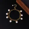 Pulsera de Perlas Medieval Europea y Americana Estilo Palacio Retro Vintage Joyería de Industria Pesada Hecha a Mano Pulsera Geométrica de Perlas Redondas de Diamante