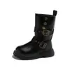 Botas estilo retro Martin para meninas, nova coleção outono/inverno 2026, botas princesa infantis de sola macia, botas de altura média em estilo britânico para crianças mais velhas