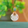 Pingente Cadeado Auspicioso de Jade Hetian para Mulheres Atacado Prata S925 Banhado a Ouro Jade Branco Safira Estilo Nacional Atmosférico Colar