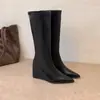 Botas Altas de Cuña Talla Grande para Mujer 2026 Otoño Invierno Nuevas Cremallera Trasera Simple Tacón Alto Moda Botas Largas Botas Largas Adelgazantes