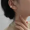 Brinco de Clipe de Orelha Metálico Francês Retro de Zircônia de Camada Dupla, Personalizado, Simples e Versátil, Clipe de Orelha Sem Furo, Brincos Femininos, Acessórios de Orelha
