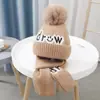 Sombreros de Otoño e Invierno para Niños Sombreros de Lana de Oso para Niños Sombreros de Algodón Tejido Cálido para Bebés y Bufandas Conjunto de Dos Piezas