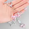 Nuevo Ins Dulce y Versátil Aspecto de Alta Gama Multicolor Resina Lazo Corazón Estrella Cruz DIY Llavero