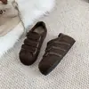 Zapatos de Entrenamiento Retro Alemanes Marrones para Mujer Aumento Invisible de Altura 3cm Velcro Suela Suave Pies No Cansados Zapatos Deportivos Casuales Estilo Primavera y Otoño