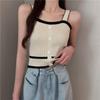 Chaleco de Seda de Hielo para mujer verano fondo interior sentido del diseño nicho ropa exterior corto chica picante cubrepecho top camisola de punto