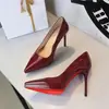 8511 Zapatos de Tacón Alto con Punta Impermeables de Plataforma, Versátiles y No Cansan los Pies, Tacones de Aguja Sexy Profesionales de Hermana Real, Elegantes Zapatos de Charol