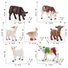 Set de Modelos de Cría de Animales Reales Simulados, Vaca Lechera, Cordero y Ganso, Juguete Adorno de Escena de Granja Estática