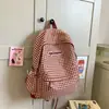Mochila Escolar Xadrez Estilo Japonês Estilo Coreano Estilo Fresco Mochila para Aluno do Ensino Fundamental Menina Fofa Macia Mochila para Aluno do Ensino Médio