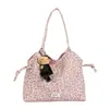 Bolsa Tote Estilo Coreano Ins Estilo Preguiçoso Estampa de Leopardo Rosa Grande Capacidade para Trabalho Deslocamento Moda Versátil Bolsa de Ombro