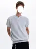 Cuello tipo Henry manga corta retro americano manga corta hombro normal tejido estilo cleanfit top para hombre para ir al trabajo casual camiseta