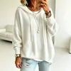 Moda europea y americana para mujer 2026 Sitio independiente de Amazon nuevo suéter de punto con capucha y cordón de manga larga prenda exterior holgada