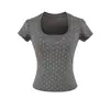 Camiseta Crop Top Ajustada de Verano para Chica Picante, Cuello Profundo en U, Manga Corta, que Expone la Clavícula, Elástica, con Lunares