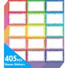 Etiquetas de Nome Coloridas com Borda Transfronteiriça Adesivos de Nome em Branco com Adesivo Escrevíveis Adesivos Decorativos