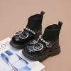 Botas para Niña 2026 Otoño e Invierno Nuevas Botas Cortas Botas Martin Botas de Calcetín para Niña Botas Individuales para Niña con Forro Polar Estilo Urbano de Moda