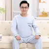 Pijama de algodón puro para primavera y otoño para hombres de mediana edad y ancianos, de manga larga, ligero, conjunto de ropa para casa tipo pullover 100% algodón para papás de mediana edad