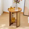 Mesa de centro de ratán sala de estar hogar mesa auxiliar para sofá simple mesa auxiliar para dormitorio mesa de té para apartamento pequeño mesa pequeña redonda con almacenamiento