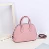Bolsa de Boliche de Cuero Genuino, Nueva Bolsa Shell de Color Sólido a la Moda, Mini Bolso de Hombro Cruzado Trendy, Casual y Versátil