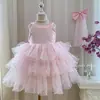 Vestido de Niña Verano 2026 Nuevo Elegante Bebé Malla con Lentejuelas Vestido de Princesa Vestido Formal de Verano para Niños Vestido de Pastel