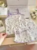 Novo Conjunto de Verão Floral Princesa Sem Mangas Fofo Estilo Atmosfera para Meninas Fino Estiloso Alça Fina Tipo Espaguete Desenho Animado