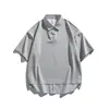 Camisa Masculina Acu Estilo Americano Gola V Falsa Duas Peças Manga Curta, Verão 2026 Solta Casual Versátil Top para Homens.