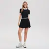 Conjunto esportivo de tênis com camisa polo Feixian para mulheres, saia plissada de cintura alta de manga curta para verão, conjunto esportivo de golfe anti-exposição