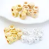 Accesorios de cuentas espaciadoras cuadradas de cuatro lados florales de color preservado chapados en oro de 14k para collar, pulsera, joyería DIY hechos a mano